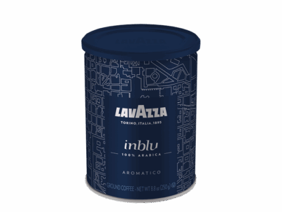 café molido lavazza in blu lata